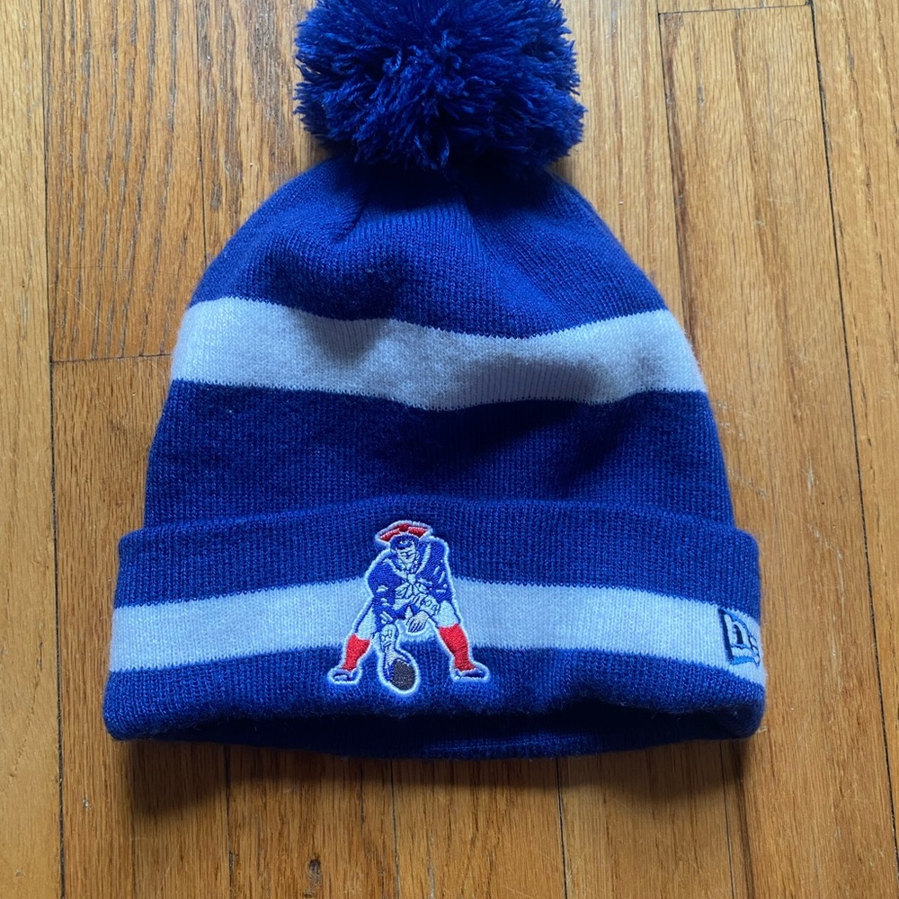 New Era Blue Beanie with Pom